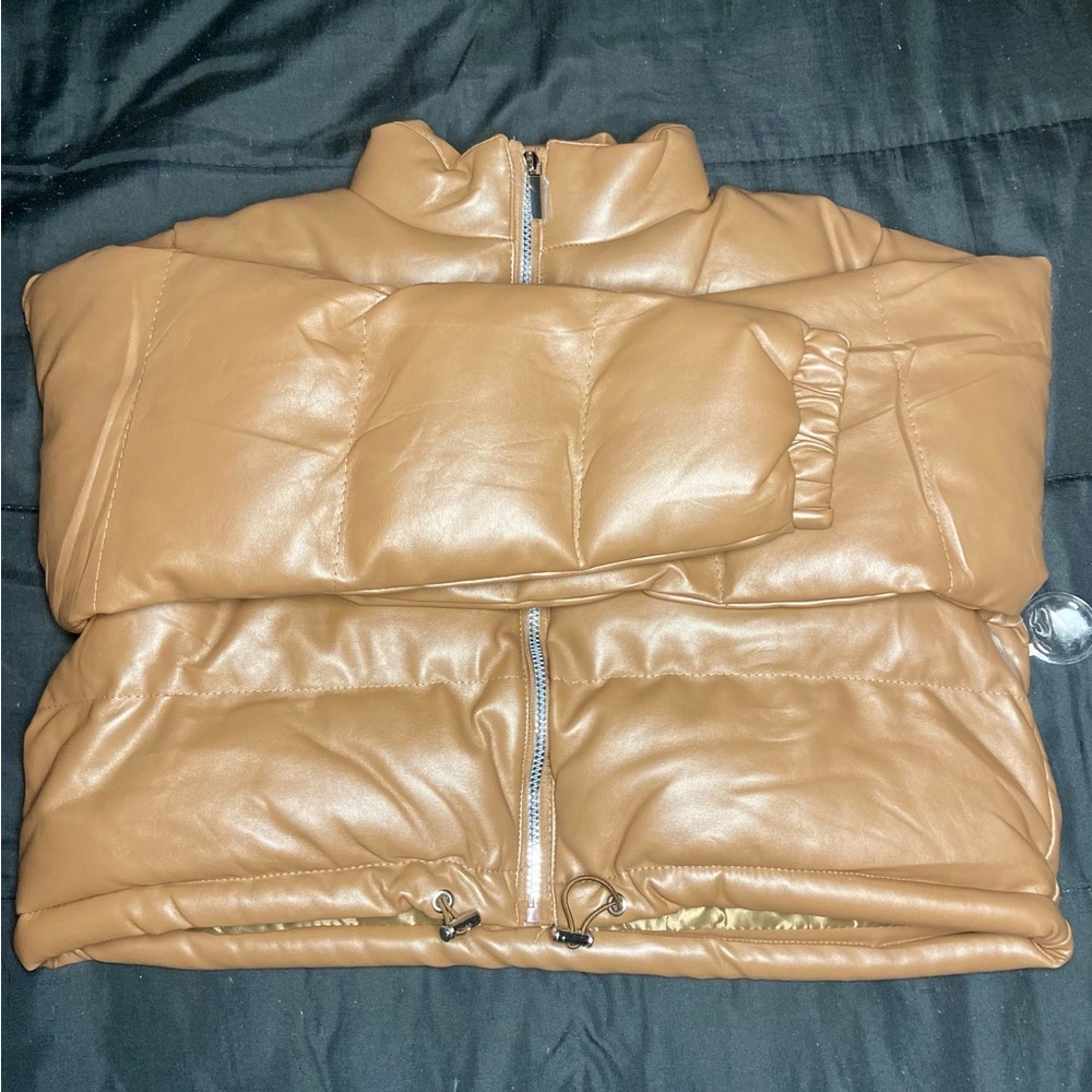 leather puffer jacket